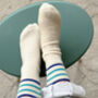 100% Cashmere Blue Stripe Sport Socks, thumbnail 2 of 8