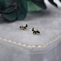 Black Cz Marquise Cluster Stud Earrings In Sterling Silver, thumbnail 3 of 12