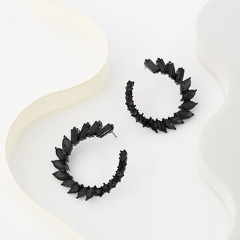 Large Black Crystal Spiral Hoop Earrings, 3 of 3