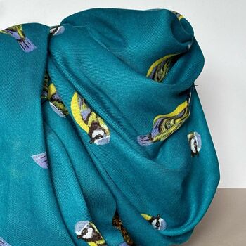 Blue Tit Print Scarf In Teal, 2 of 4