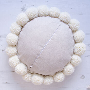 Textured Round Pompom Cushion, 8 of 8