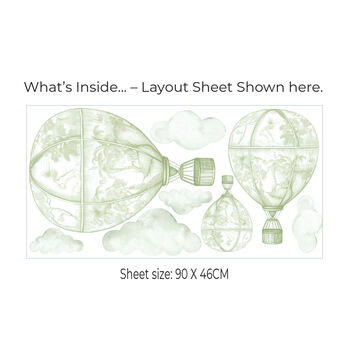 Vintage Safari Toile Hot Air Balloon Sticker Set, 5 of 5