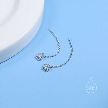 Sterling Silver Tiny Flower Ear Threaders, 6 of 9