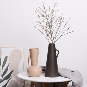 Pack Of Two Dark Brown And Beige Modern Ceramic Vases, 2 of 5