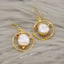 Pearl, Tourmaline Gold Plated Sterling Silver Earrings, thumbnail 2 of 5