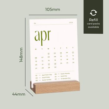 Minimal 2026 Monthly Desk Calendar With Wooden Holder, 7 of 10