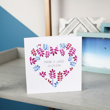 Personalised Floral Heart Anniversary Card For Couples, 6 of 9