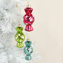 G Decor Set Of Three Glass Wrapped Sweets Decorations, thumbnail 1 of 6