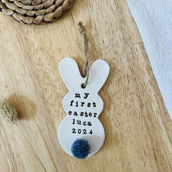 Personalised Easter Bunny Keepsake Decoration, 1st Easter Gift, 2 of 3