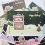 Christmas Glitter Postcard Set, Gingerbread Shops, thumbnail 3 of 8