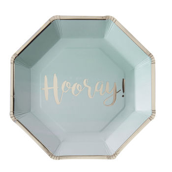 Mint Ombre Gold Foiled Hooray Party Paper Plates, 2 of 3