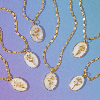 Mother Of Pearl Birth Flower Necklace, 3 of 10