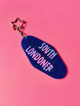 The 'South Londoner' Sparkly Motel Keyring / Londoner Gift / Urban Lifestyle Accessories / Cute Statement Keyring, 7 of 7