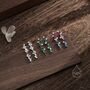 Emerald Green Cz Cluster Stud Long Drop Earrings, thumbnail 3 of 11