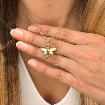 Gold Dragonfly Necklace With Birthstone, 10 of 10