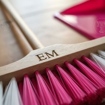 Personalised Wooden Children's Dustpan And Brush Set, 3 of 6