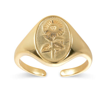 14 K Gold Or Silver Sunflower Ring, 3 of 5