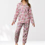 Pink And White Floral 100% Cotton Ladies Pyjamas, thumbnail 6 of 9