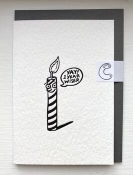 Wise Candle Letterpress Birthday Card, 2 of 3