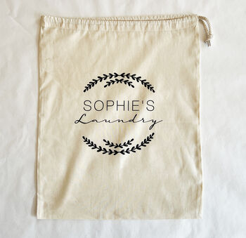 Personalised Wreath Laundry Bag – Stylish Name Print Storage Sack For Kids, Teens And Uni, 3 of 6