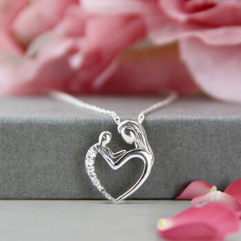 Sterling Silver Mother And Child Heart Necklace, 5 of 11