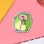 Cute Pig Wearing Frog Outfit Vinyl Sticker, thumbnail 4 of 8