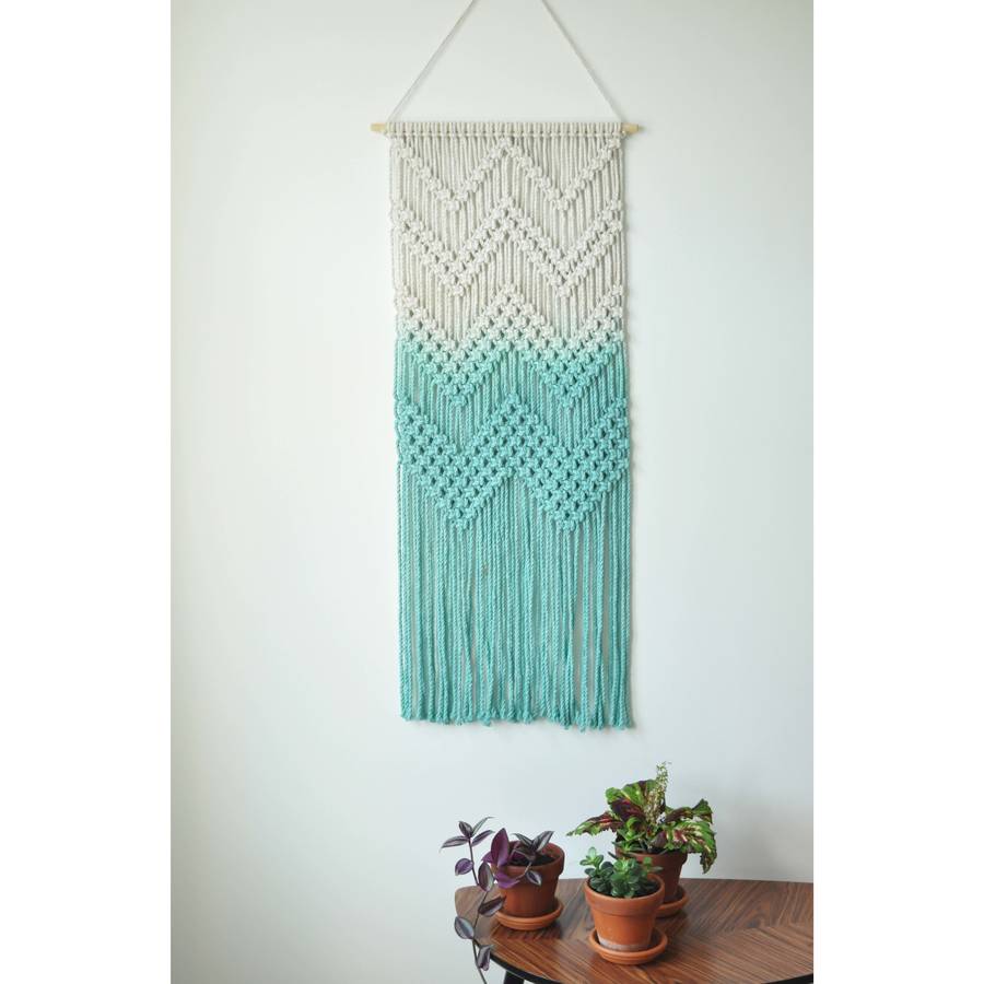 dip dyed chevron macrame wall hanging by brintage