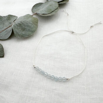 Aquamarine Silk Bracelet March Birthstone Jewellery, 3 of 5