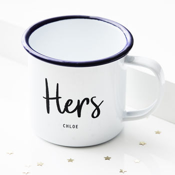 Personalised His And Hers Enamel Mugs, 9 of 10