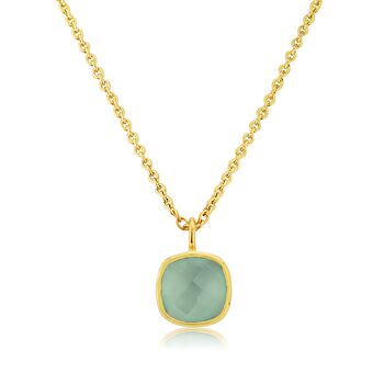 Brooklyn Aqua Chalcedony And Gold Plated Necklace, 3 of 4