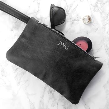 Monogrammed Leather Clutch Bag, 5 of 11