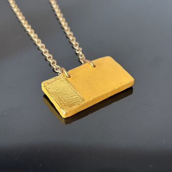 Handmade Gold Leaf Block Necklace Mustard Yelllow, 2 of 7