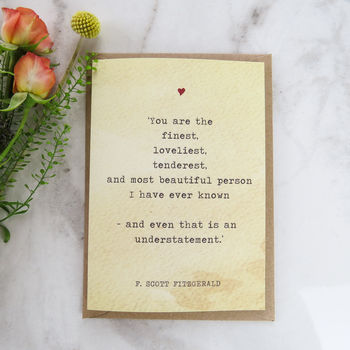 Literature Valentines Card F.Scott Fitzgerald Quote, 2 of 2