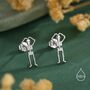 Sterling Silver Skeleton Stud Earrings, thumbnail 1 of 12