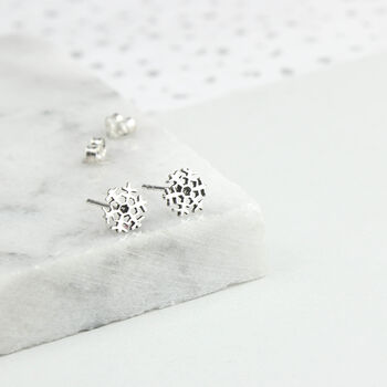 Solid Silver 925 Snowflake Stud Earrings, 2 of 5