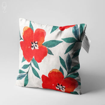 Poppy Cushion Cover With Red And Green Colours, 3 of 7
