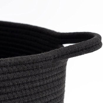 Black Cotton Rope Baby Laundry Basket For Nursery, 4 of 4