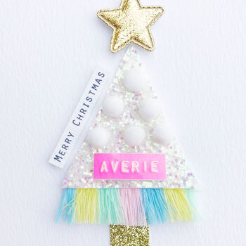 Glitter Christmas Pom Pom Tree Card, 2 of 2