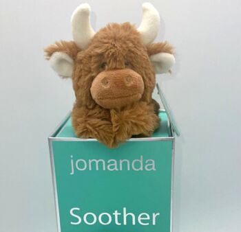 Personalised Embroidery Highland Cow Brown Toy Soother, 8 of 12