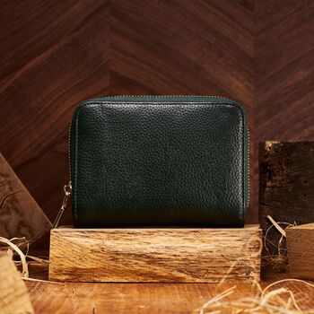 Women's Genuine Leather Purse In Racing Green, 4 of 6