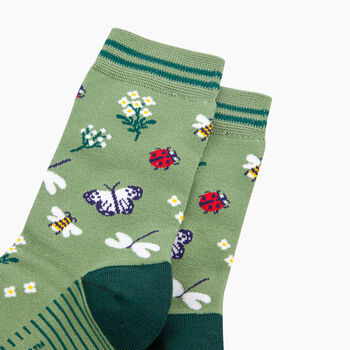 Garden Ladybird And Butterfly Bamboo Socks In Green, 2 of 4