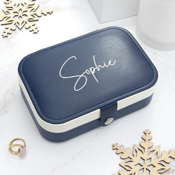Personalised Midnight Blue Jewellery Case, 4 of 6
