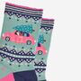 Women's Bamboo Socks Christmas Hedgehog Car, thumbnail 3 of 5