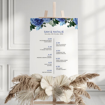 Navy White Wedding Order Of The Day Sign, 2 of 5