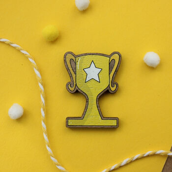 Congratulations Trophy Wooden Pin Badge, 5 of 9