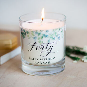 Eucalyptus Themed 40th Birthday Personalised Candle, 2 of 3