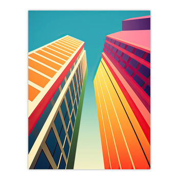 City Life Multi Color Vibrant Skyscraper Wall Art Print, 6 of 6