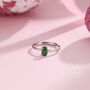 Sterling Silver Created Green Emerald Oval Ring, thumbnail 2 of 12