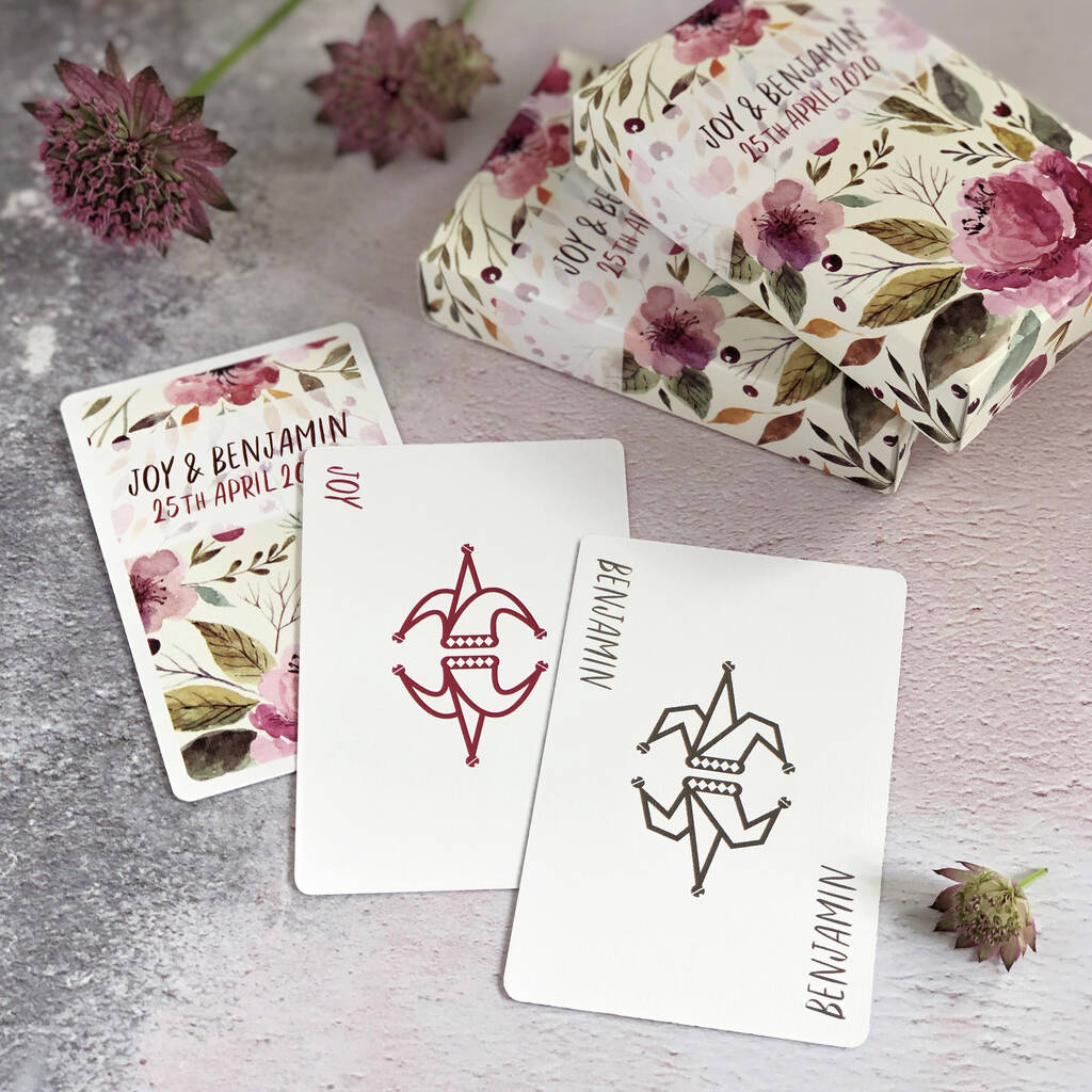 Personalised Floral Playing Card Wedding Favours By