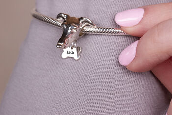 Personalised Silver Greyhound Head Bead Charm, 3 of 8